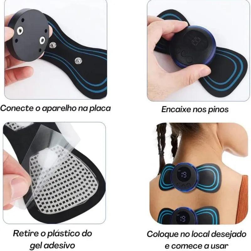 Mini massageador elétrico portátil de estimulação de pescoço e corpo, EMS para alívio da dor muscular cervical - Web Shop