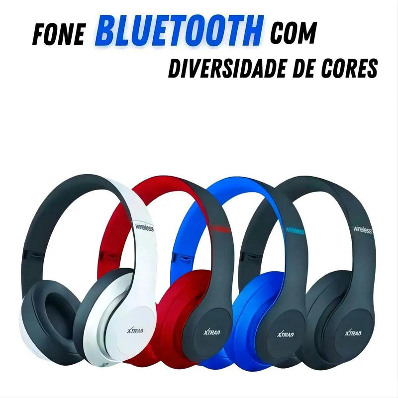 Fone De Ouvido Dobrável, Sem Fio, Headphone Bluetooth Estéreo, com Entrada de Cartão