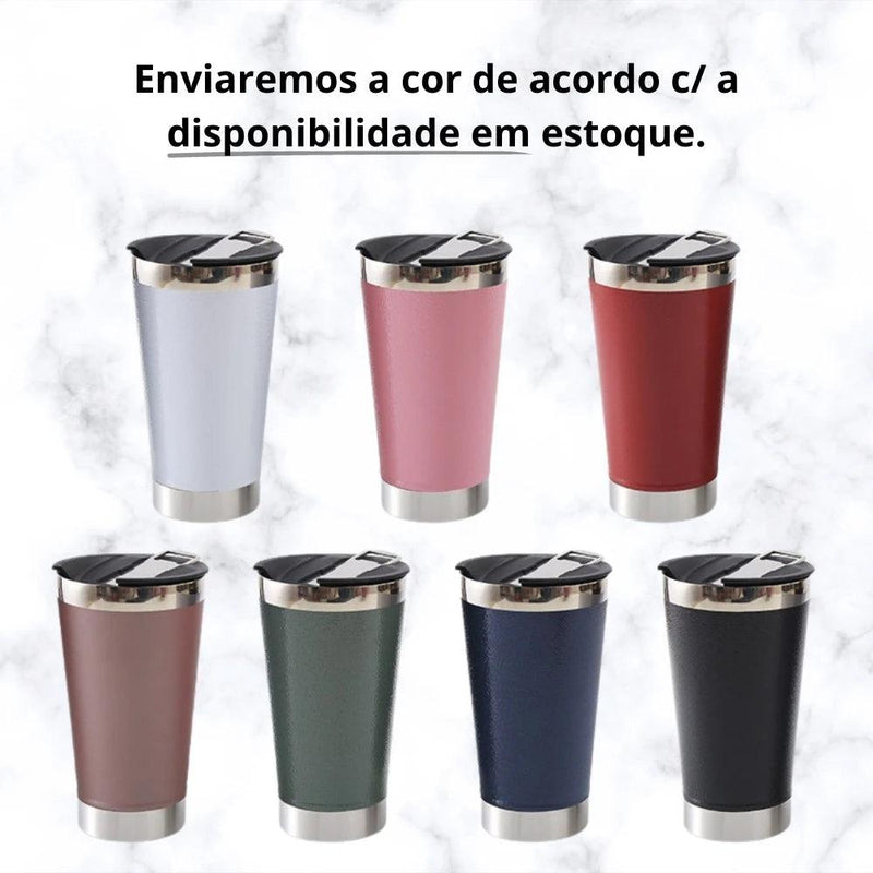 Copo térmico sortido de 473ml com tampa e abridor de aço inoxidável, alta conservação quente e fria - Web Shop