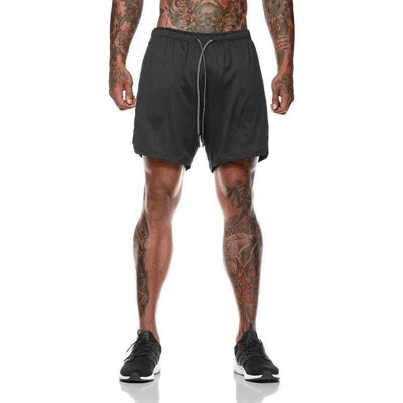 Shorts Esportivo de plataforma dupla, 2 em 1