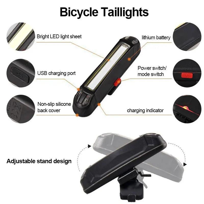 Lanterna LED para bicicleta, USB recarregável T6